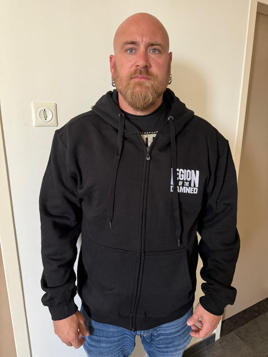 Legion of the damned Hooded Zipper w/ separate custom logo pull.